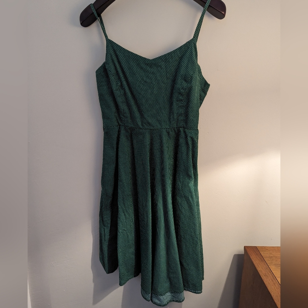 Forest green cotton A line dress